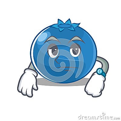 Waiting blueberry character cartoon style Vector Illustration