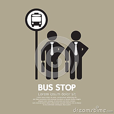 Waiting at a Bus Stop Vector Illustration