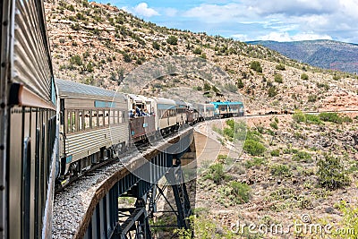 Waiting for cattle on the tracks, Verde Canyon Railroad Stock Photo