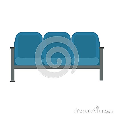 Waiting chair blue vector icon business room furniture airport flat interior. Cartoon office hall area seat airplane Vector Illustration