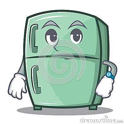 Waiting cute refrigerator character cartoon Vector Illustration