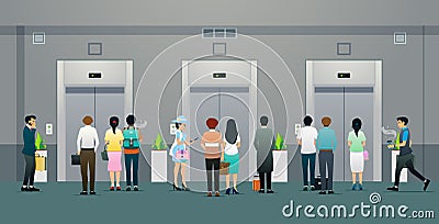 Waiting for the elevator Vector Illustration