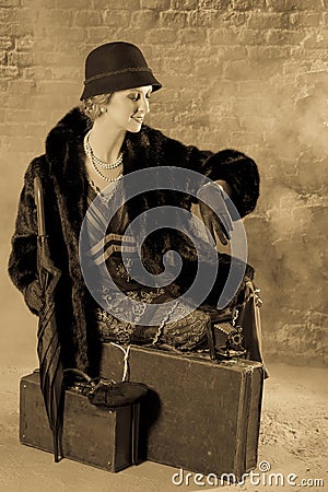 Waiting lady twenties style Stock Photo