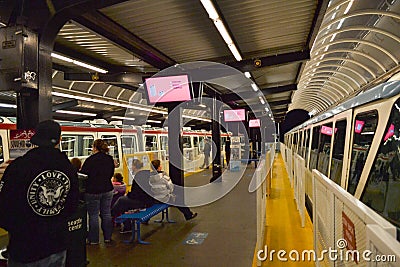 Waiting for the Monorail at Seattle Center Editorial Stock Photo