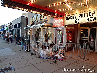 Waiting for the Movie at the Uptown Editorial Stock Photo