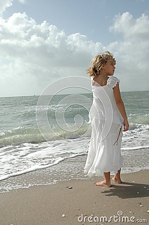 Waiting by the ocean Stock Photo