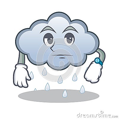 Waiting rain cloud character cartoon Vector Illustration