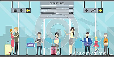 Waiting room in airport. Vector Illustration