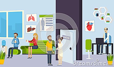 Waiting Room In The Clinic Composition Vector Illustration