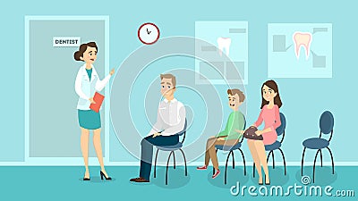 Waiting room at dentistry. Vector Illustration