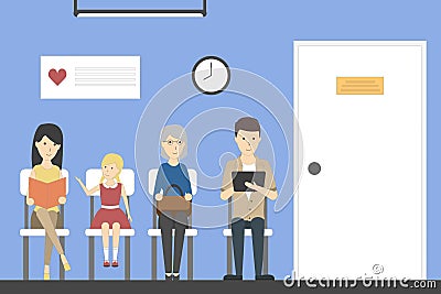 Waiting room in hospital. Vector Illustration