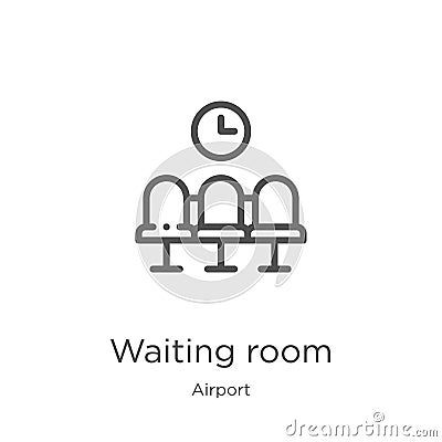 waiting room icon vector from airport collection. Thin line waiting room outline icon vector illustration. Outline, thin line Vector Illustration