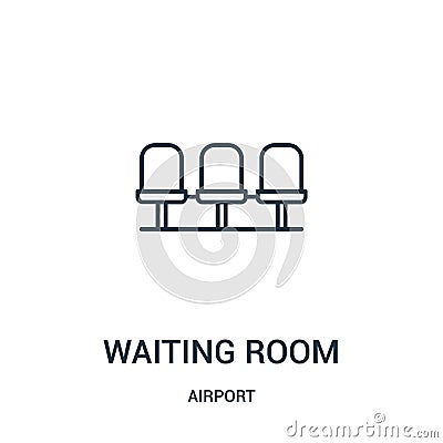 waiting room icon vector from airport collection. Thin line waiting room outline icon vector illustration Vector Illustration