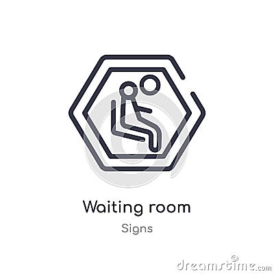 waiting room outline icon. isolated line vector illustration from signs collection. editable thin stroke waiting room icon on Vector Illustration