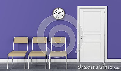 Waiting room wall clock chair door Stock Photo