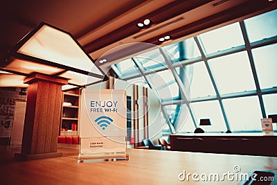 Waiting space in Airport with free WiFi service Stock Photo