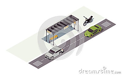 Waiting station isometric color vector illustration Vector Illustration