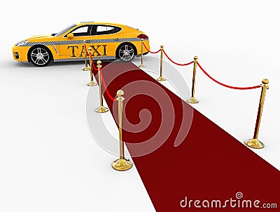 Waiting Taxi limousine on a red carpet Stock Photo