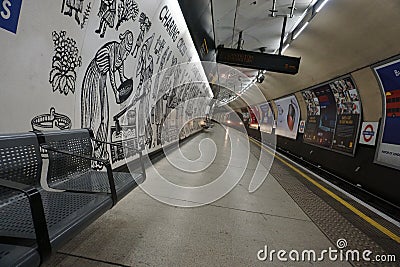 Waiting Time on the London Underground tube station. Editorial Stock Photo