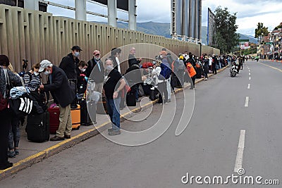 Waiting to escape Peruvian Covid-19 quarantine Editorial Stock Photo