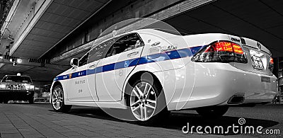 Waiting Toyota Crown taxi on a summer night in Tokyo. Editorial Stock Photo