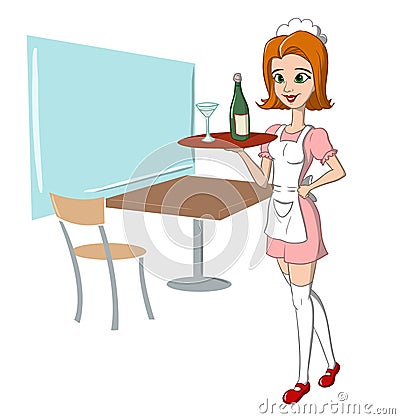 Waitress Vector Illustration