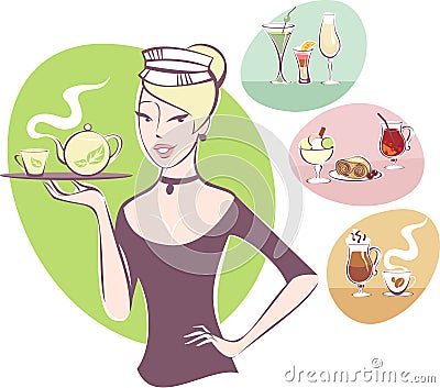 Waitress Vector Illustration