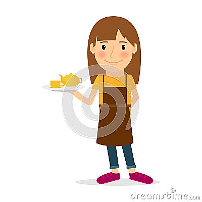 Waitress cartoon icon Vector Illustration