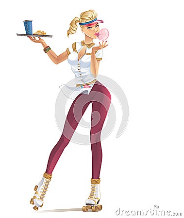 Waitress Vector Illustration