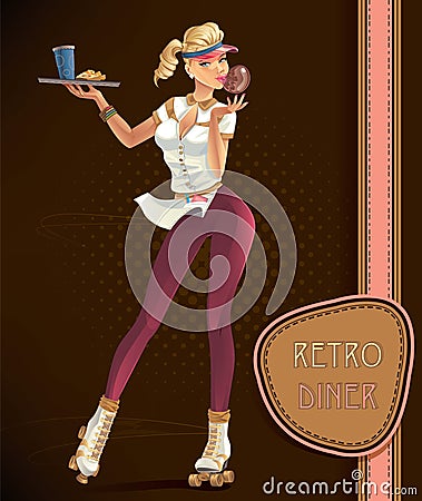 Waitress Vector Illustration