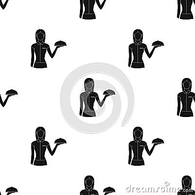 The waitress.Professions single icon in black style vector symbol stock illustration web. Vector Illustration