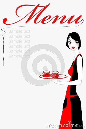 Waitress serving coffee Vector Illustration