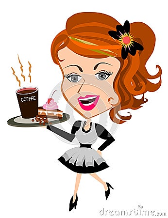 Waitress serving Coffee Stock Photo