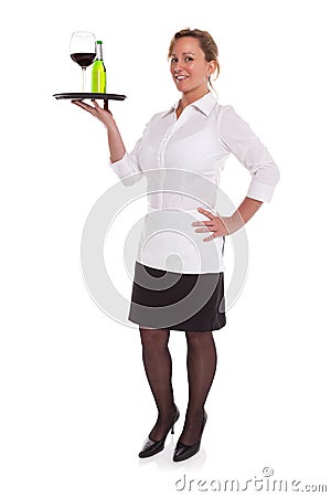 Waitress serving drinks Stock Photo