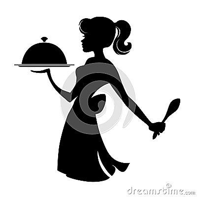 Waitress silhouette Vector Illustration