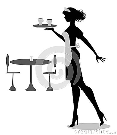 Waitress silhouette Vector Illustration