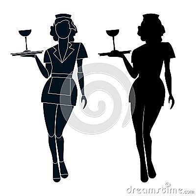Waitress silhouette Vector Illustration