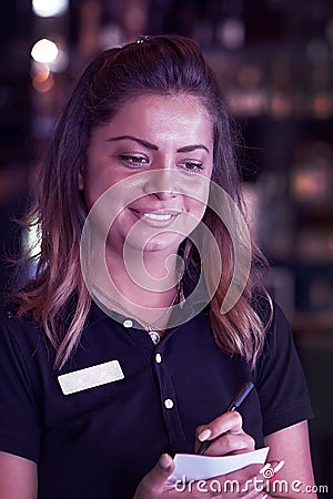 Waitress take a customer`s order Stock Photo