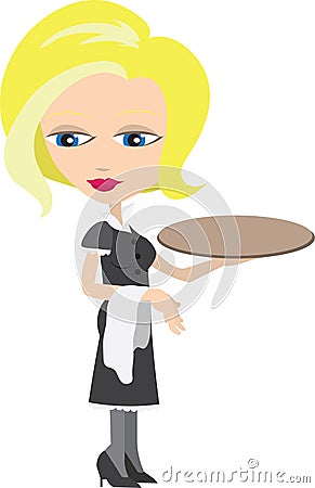 Waitress with tray Vector Illustration