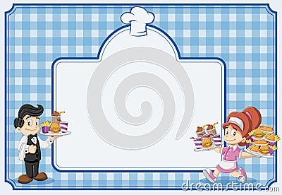 waitress and waiter Vector Illustration