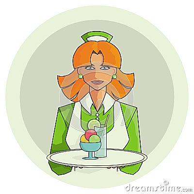 Waitress Vector Illustration