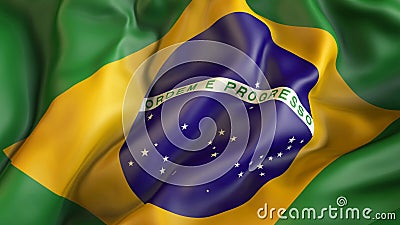 Waiving flag of Brazil, Brazil Stock Photo