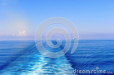 Wake behind a cruise ship Stock Photo