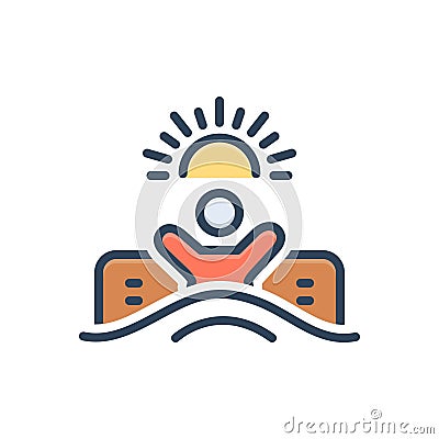 Color illustration icon for Wake, arouse and rouse Cartoon Illustration