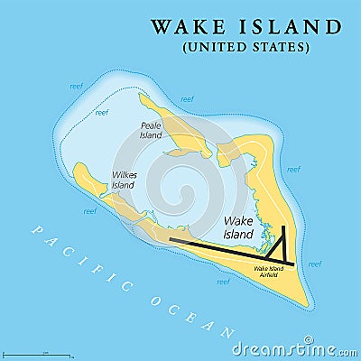 Wake Island, Wake Atoll, political map Vector Illustration