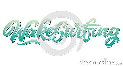 Wake surfing lettering logo Cartoon Illustration