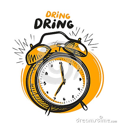 Wake-up call, alarm clock is ringing. Vector illustration Vector Illustration