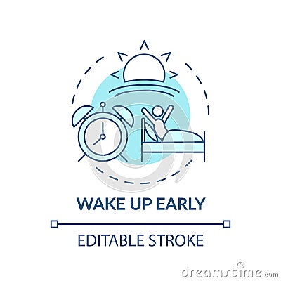 Wake up early turquoise concept icon Vector Illustration
