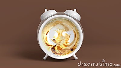 Wake up vintage morning shaped in cup of coffee. 3D rendering. Stock Photo