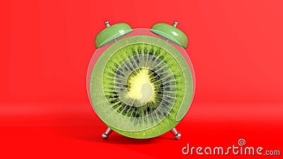 Wake up vintage morning shaped kiwi. 3D rendering. Stock Photo